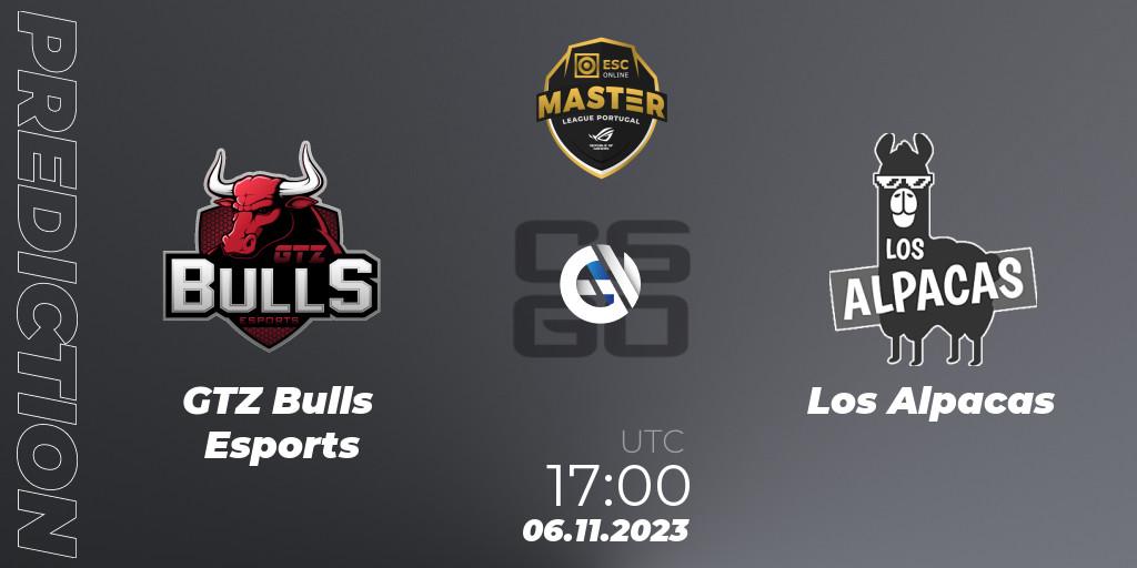 Pronóstico GTZ Bulls Esports - Los Alpacas. 06.11.23, CS2 (CS:GO), Master League Portugal Season 12: Online Stage