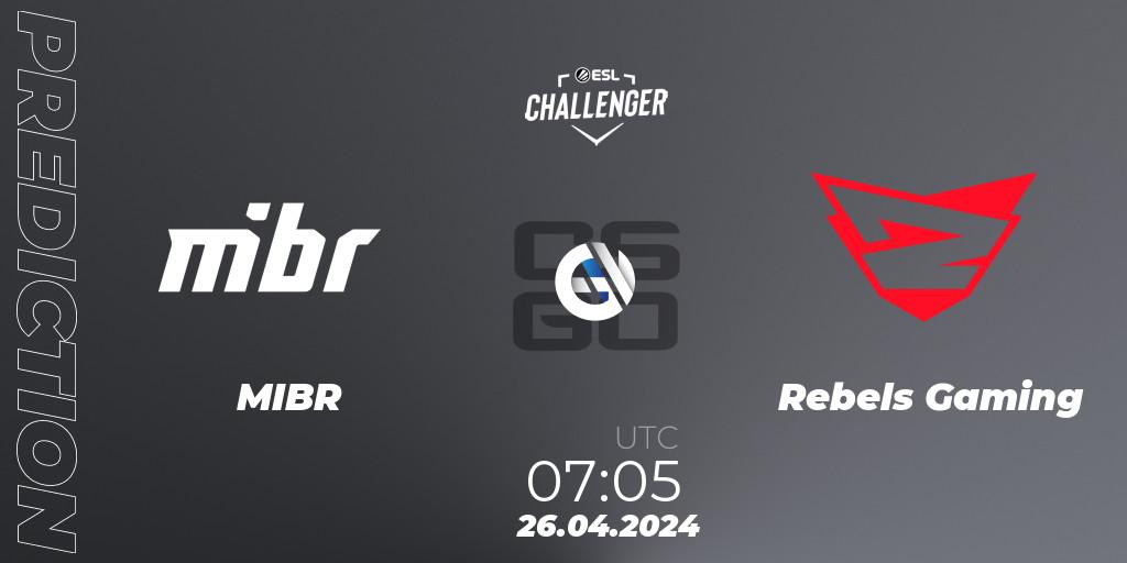 Pronóstico MIBR - Rebels Gaming. 26.04.24, CS2 (CS:GO), ESL Challenger April 2024