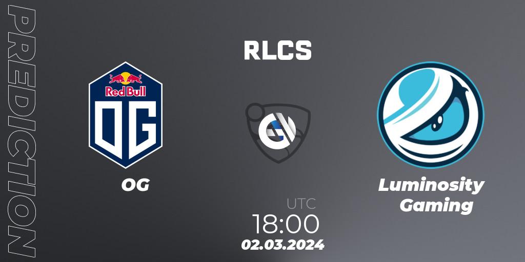 Pronóstico OG - Luminosity Gaming. 02.03.2024 at 18:00, Rocket League, RLCS 2024 - Major 1: North America Open Qualifier 3