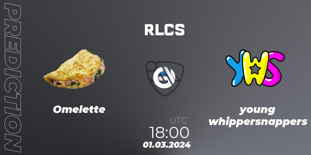 Pronóstico Omelette - young whippersnappers. 01.03.2024 at 18:00, Rocket League, RLCS 2024 - Major 1: North America Open Qualifier 3