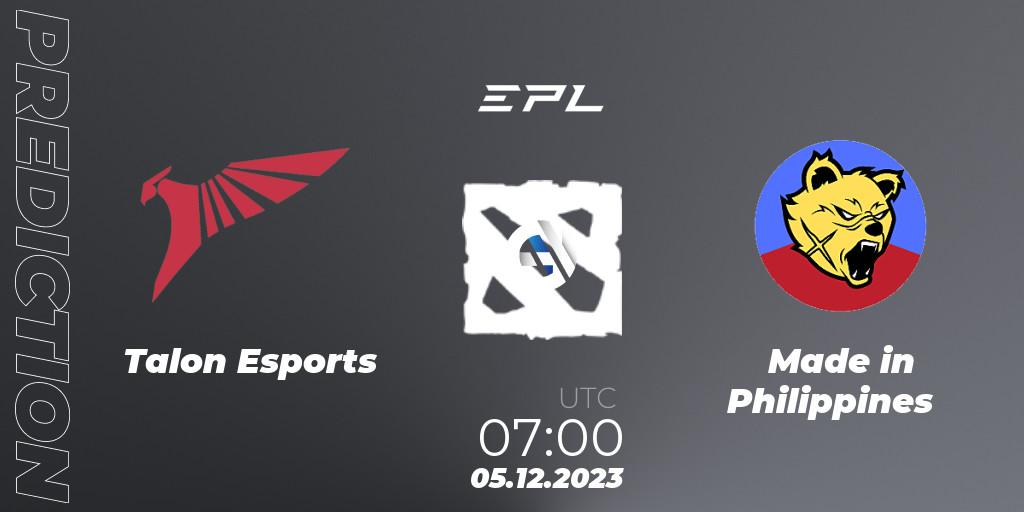 Pronóstico Talon Esports - Made in Philippines. 05.12.2023 at 07:05, Dota 2, EPL World Series: Southeast Asia Season 1