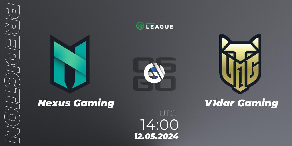 Pronóstico Nexus Gaming - V1dar Gaming. 12.05.2024 at 14:00, Counter-Strike (CS2), ESEA Season 49: Advanced Division - Europe