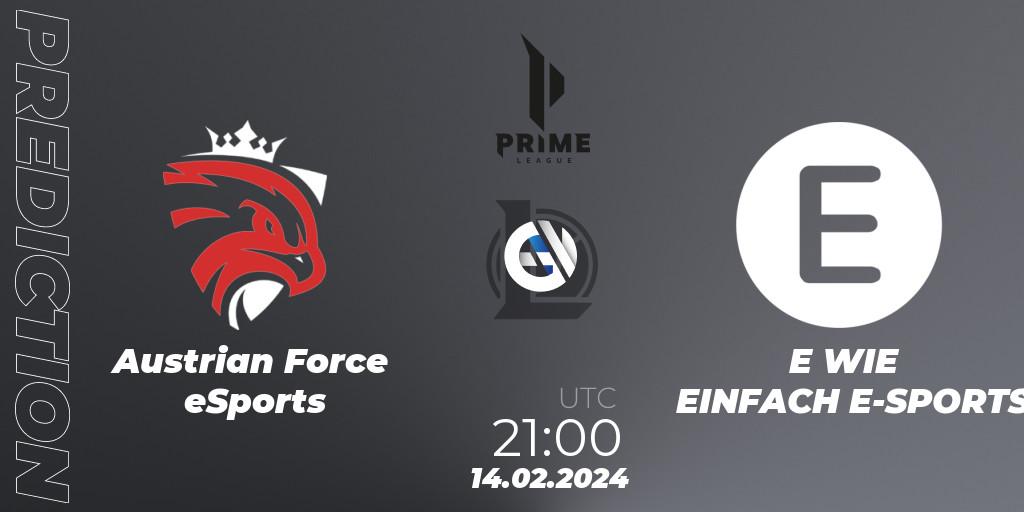Pronóstico Austrian Force eSports - E WIE EINFACH E-SPORTS. 14.02.24, LoL, Prime League Spring 2024 - Group Stage