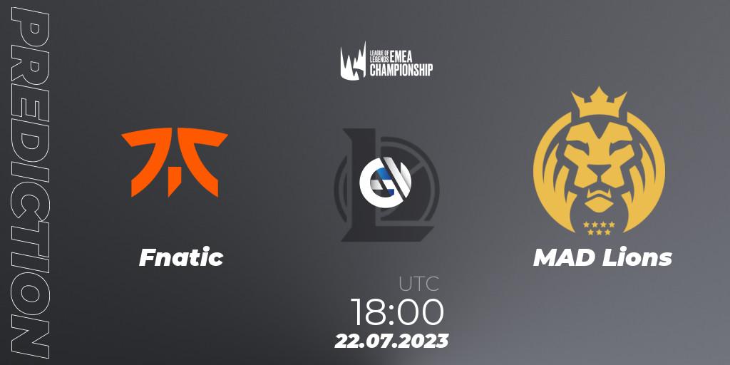Pronóstico Fnatic - MAD Lions. 22.07.2023 at 16:00, LoL, LEC Summer 2023 - Group Stage