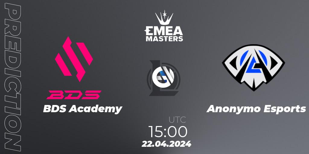 Pronóstico BDS Academy - Anonymo Esports. 22.04.2024 at 15:00, LoL, EMEA Masters Spring 2024 - Playoffs