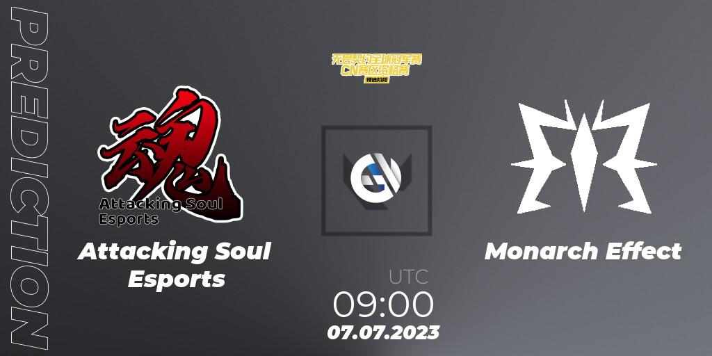 Pronóstico Attacking Soul Esports - Monarch Effect. 07.07.2023 at 09:00, VALORANT, VALORANT Champions Tour 2023: China Qualifier