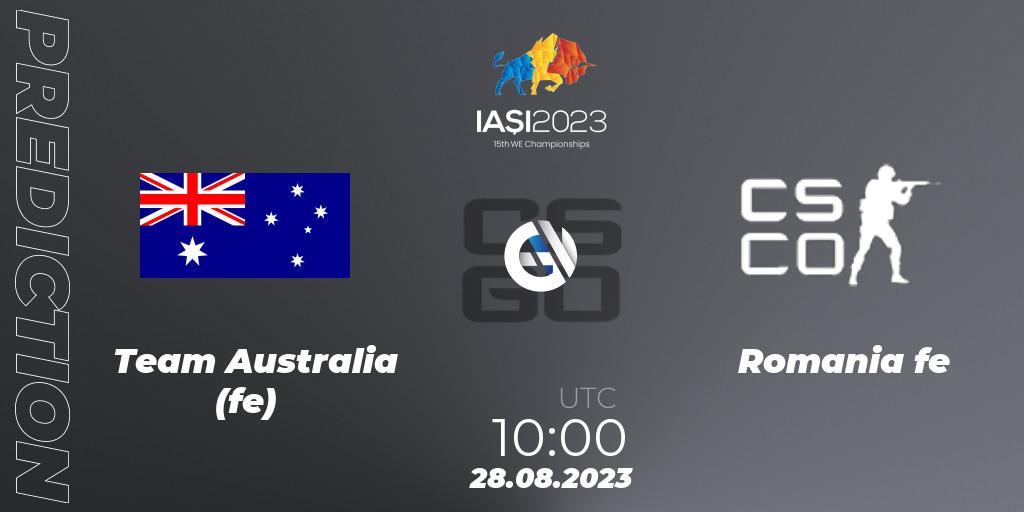 Pronóstico Team Australia (fe) - Romania fe. 28.08.2023 at 10:00, Counter-Strike (CS2), IESF Female World Esports Championship 2023