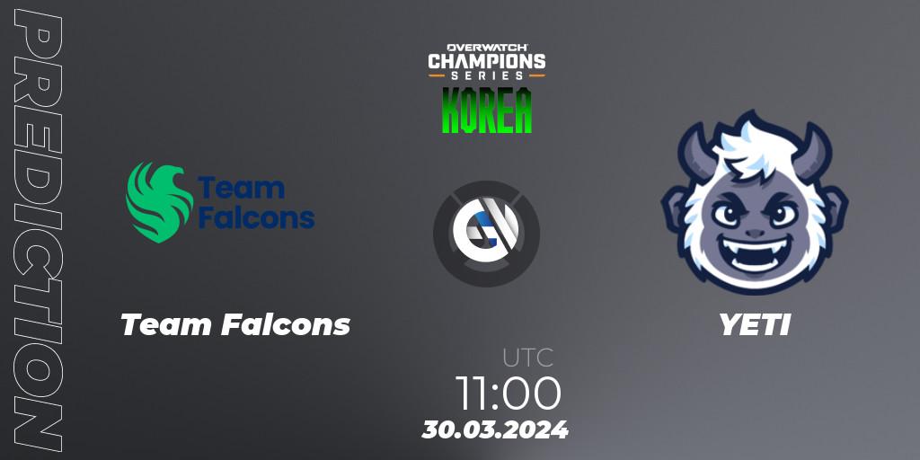 Pronóstico Team Falcons - YETI. 30.03.2024 at 11:00, Overwatch, Overwatch Champions Series 2024 - Stage 1 Korea