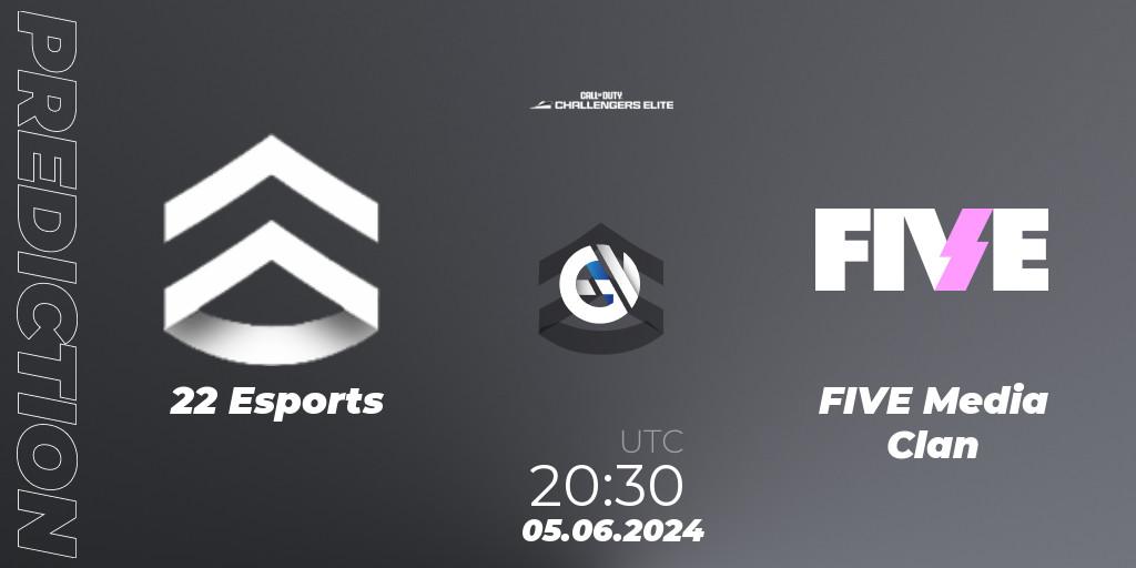 Pronóstico 22 Esports - FIVE Media Clan. 05.06.2024 at 19:30, Call of Duty, Call of Duty Challengers 2024 - Elite 3: EU