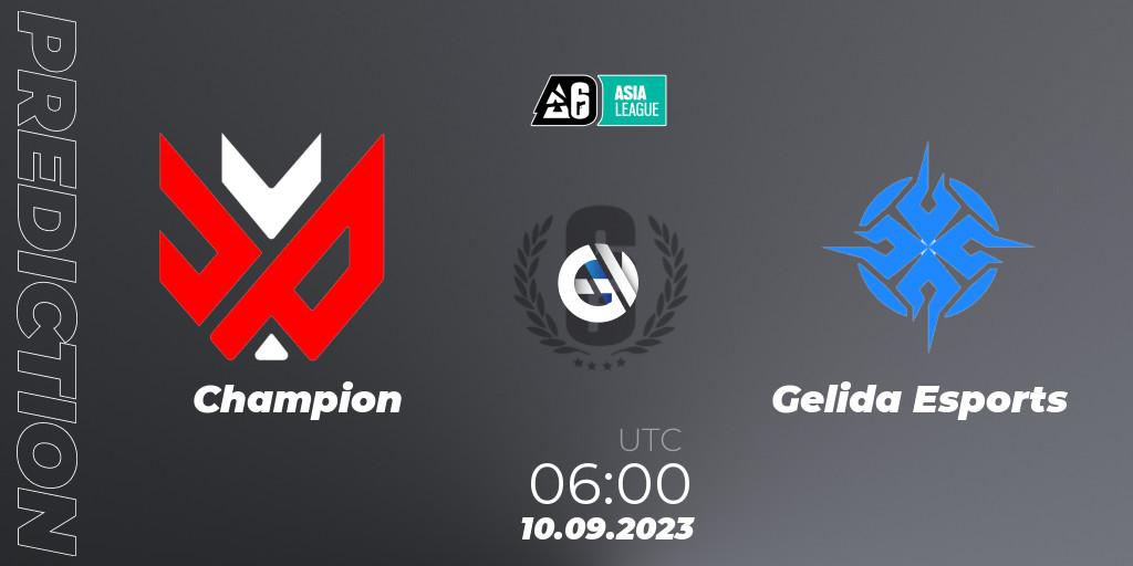 Pronóstico Champion - Gelida Esports. 10.09.2023 at 06:00, Rainbow Six, SEA League 2023 - Stage 2