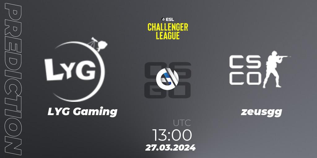 Pronóstico LYG Gaming - zeusgg. 27.03.2024 at 13:00, Counter-Strike (CS2), ESL Challenger League Season 47: Asia