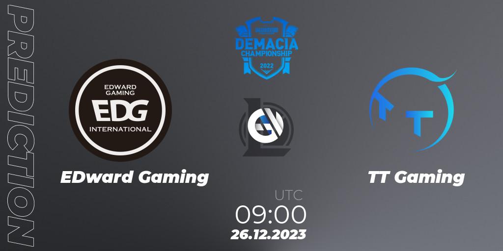Pronóstico EDward Gaming - TT Gaming. 26.12.2023 at 09:00, LoL, Demacia Cup 2023 Group Stage