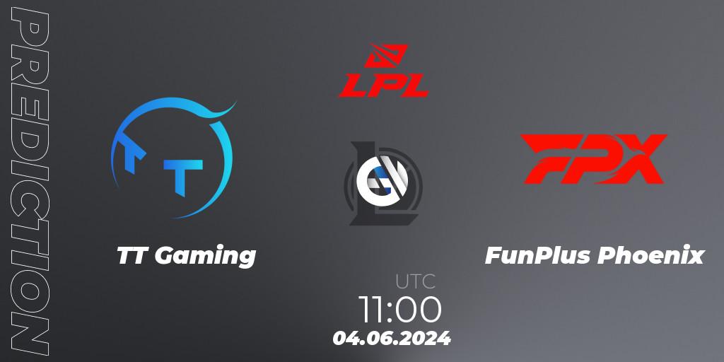 Pronóstico TT Gaming - FunPlus Phoenix. 04.06.2024 at 11:00, LoL, LPL 2024 Summer - Group Stage