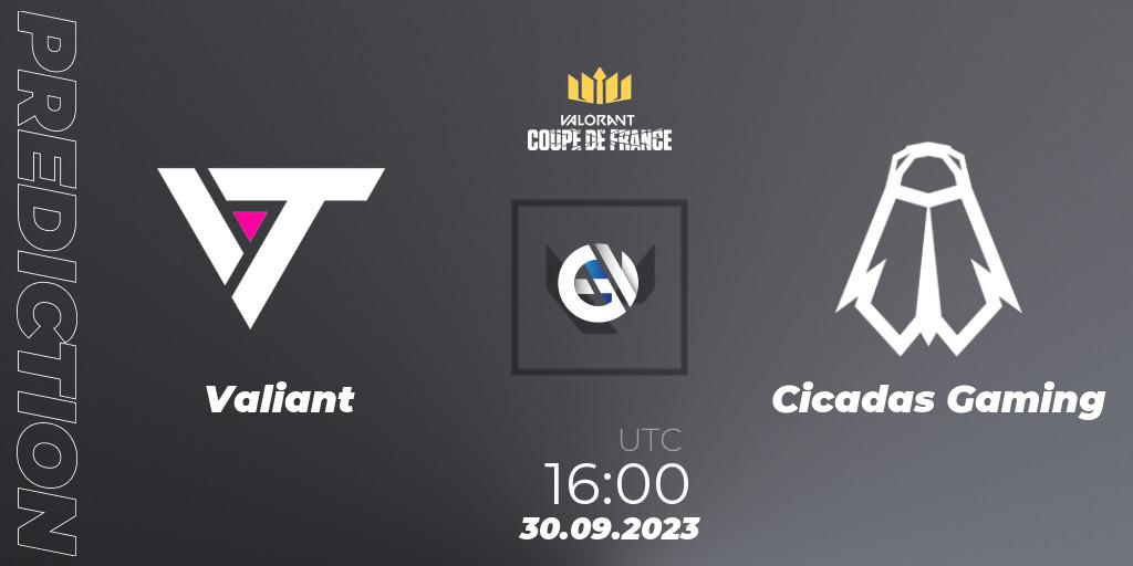 Pronóstico Valiant - Cicadas Gaming. 30.09.23, VALORANT, VCL France: Revolution - Coupe De France 2023