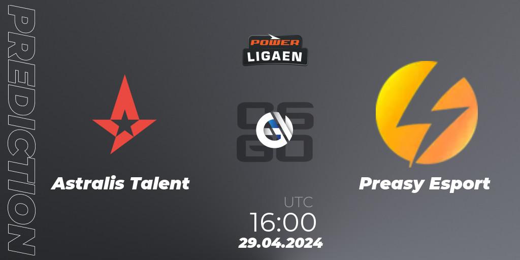 Pronóstico Astralis Talent - Preasy Esport. 29.04.2024 at 16:00, Counter-Strike (CS2), Dust2.dk Ligaen Season 26