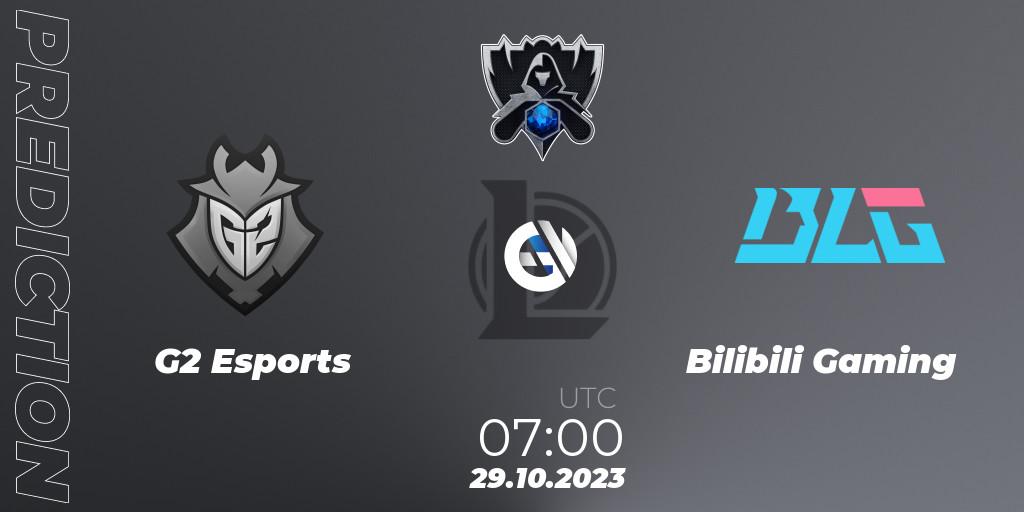 Pronóstico G2 Esports - Bilibili Gaming. 29.10.2023 at 10:00, LoL, Worlds 2023 LoL - Group Stage