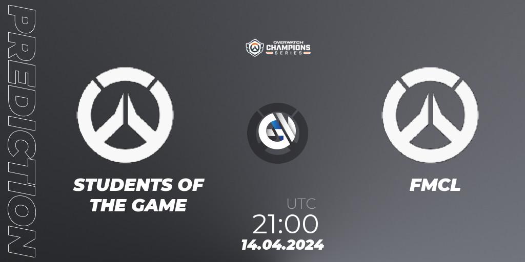Pronóstico STUDENTS OF THE GAME - FMCL. 14.04.2024 at 21:00, Overwatch, Overwatch Champions Series 2024 - North America Stage 2 Group Stage