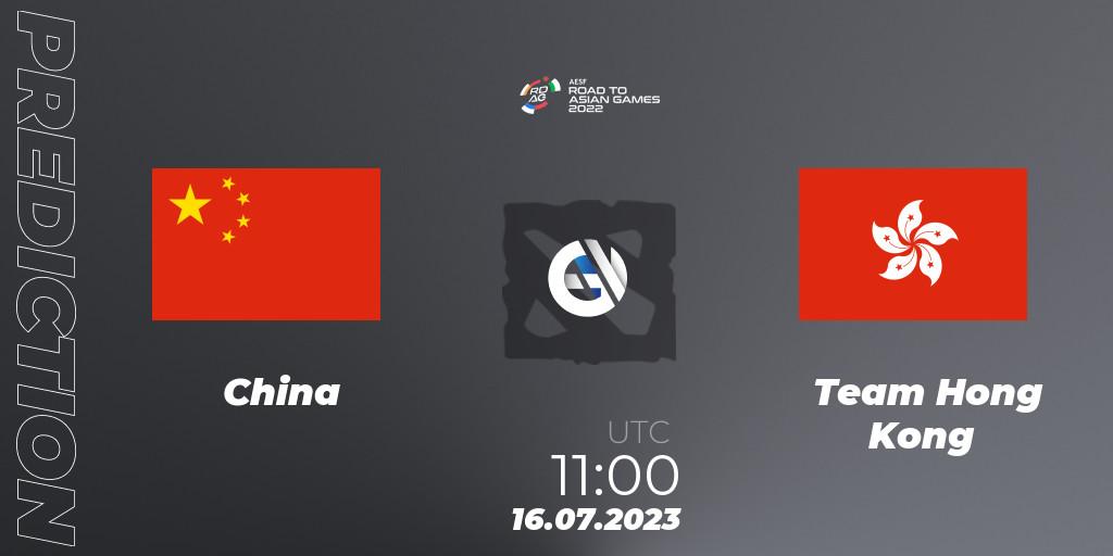 Pronóstico China - Team Hong Kong. 16.07.2023 at 11:40, Dota 2, 2022 AESF Road to Asian Games - East Asia