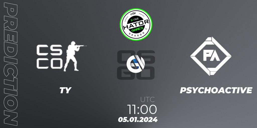 Pronóstico TY - PSYCHOACTIVE. 05.01.2024 at 11:00, Counter-Strike (CS2), HATOR Games #1
