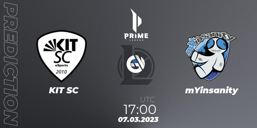Pronóstico KIT SC - mYinsanity. 07.03.2023 at 17:00, LoL, Prime League 2nd Division Spring 2023 - Playoffs
