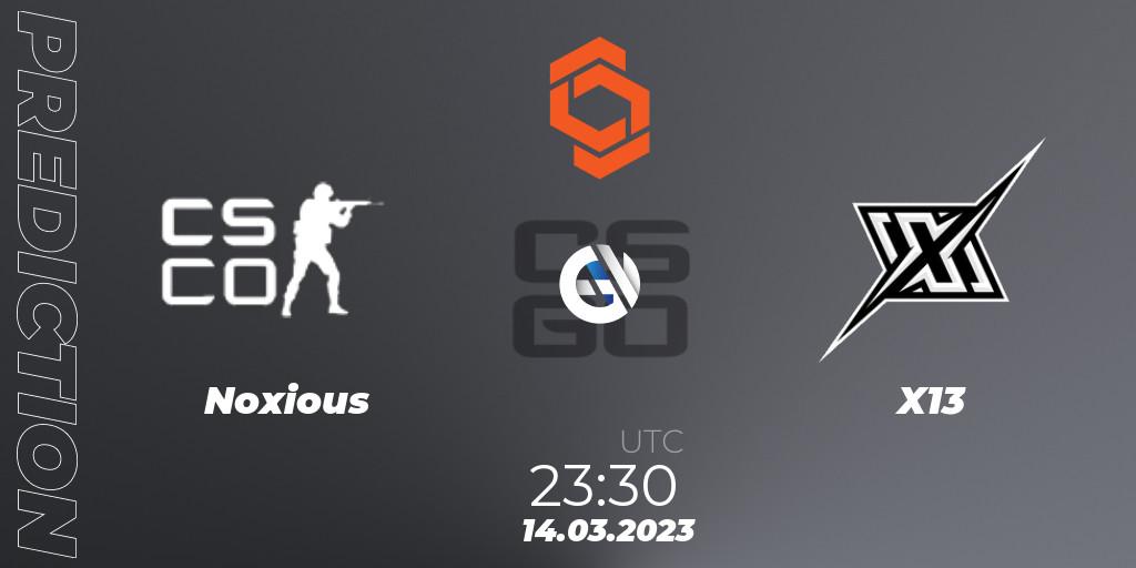 Pronóstico Noxious - X13. 14.03.2023 at 23:30, Counter-Strike (CS2), CCT North America Series #4