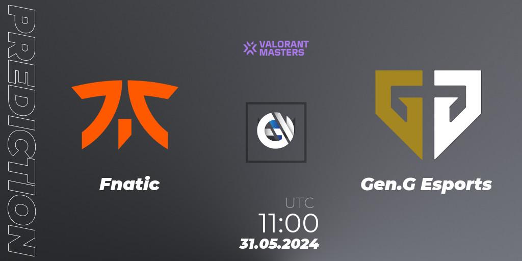 Pronóstico Fnatic - Gen.G Esports. 30.05.2024 at 10:00, VALORANT, VCT 2024: Masters Shanghai