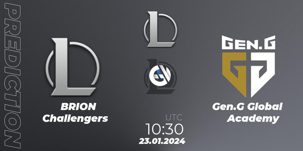 Pronóstico BRION Challengers - Gen.G Global Academy. 23.01.2024 at 10:30, LoL, LCK Challengers League 2024 Spring - Group Stage