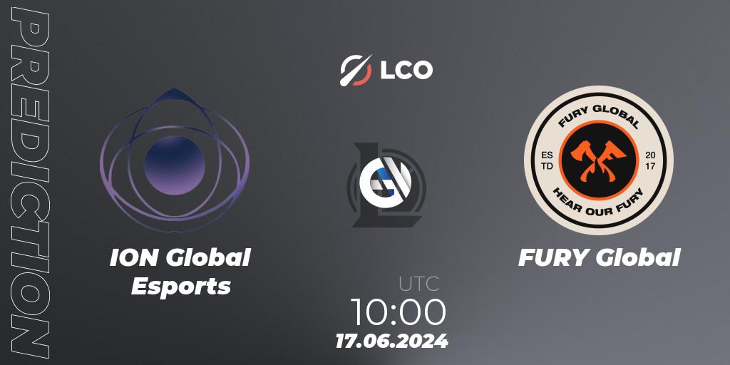 Pronóstico ION Global Esports - FURY Global. 17.06.2024 at 10:00, LoL, LCO Split 2 2024 - Group Stage