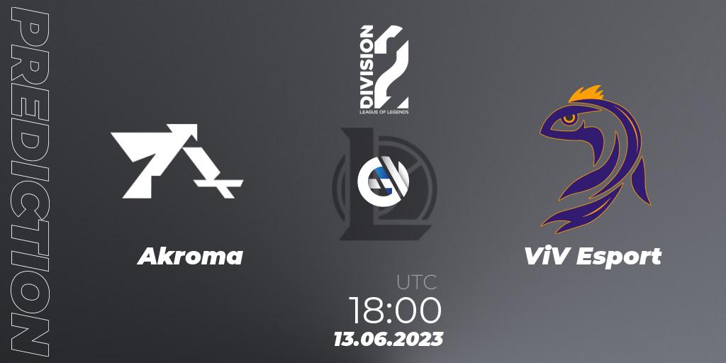 Pronóstico Akroma - ViV Esport. 13.06.23, LoL, LFL Division 2 Summer 2023 - Group Stage