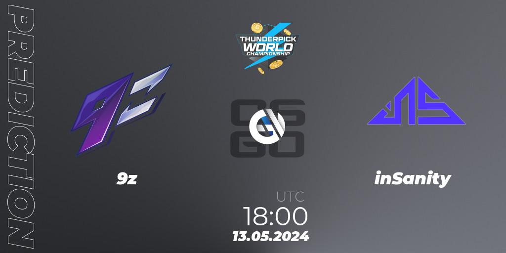 Pronóstico 9z - inSanity. 13.05.2024 at 18:00, Counter-Strike (CS2), Thunderpick World Championship 2024: South American Series #1