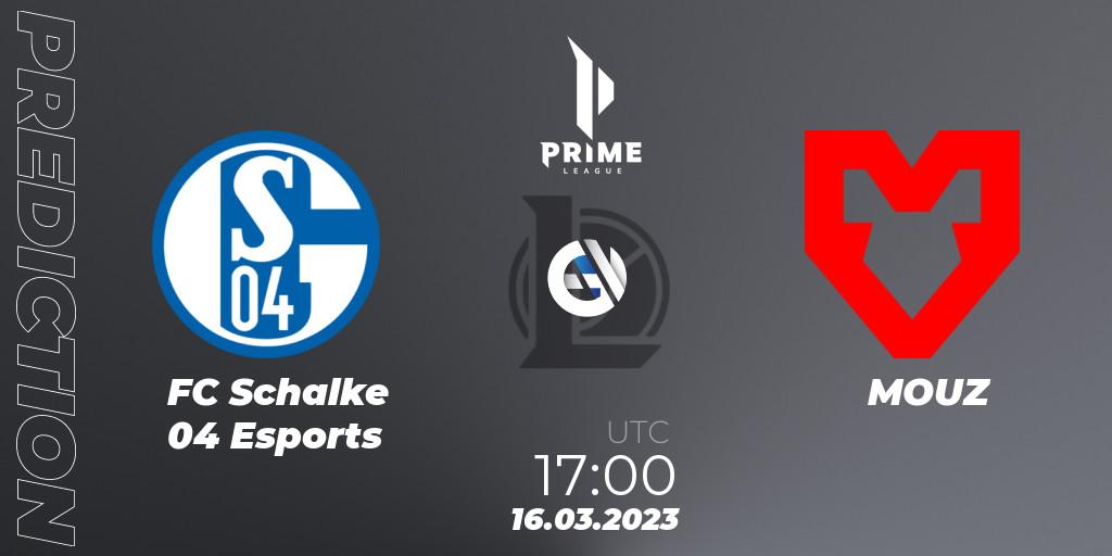 Pronóstico FC Schalke 04 Esports - MOUZ. 16.03.23, LoL, Prime League Spring 2023 - Playoffs