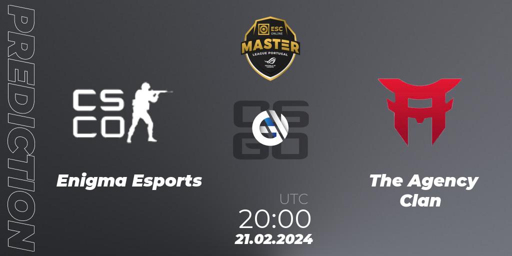 Pronóstico Enigma Esports - The Agency Clan. 21.02.2024 at 20:00, Counter-Strike (CS2), Master League Portugal Season 13: Closed Qualifier