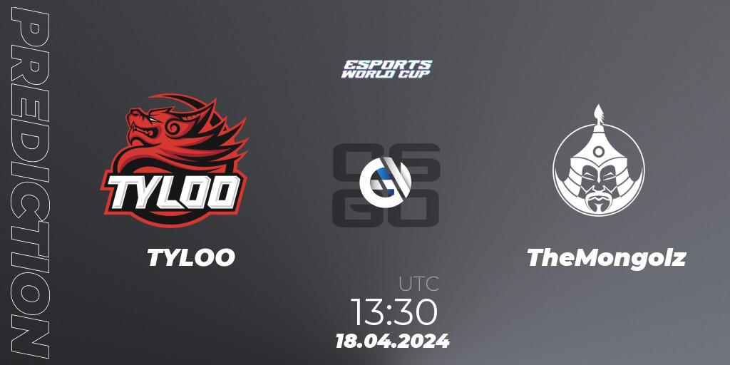Pronóstico TYLOO - TheMongolz. 18.04.2024 at 13:30, Counter-Strike (CS2), Esports World Cup 2024: Asian Closed Qualifier