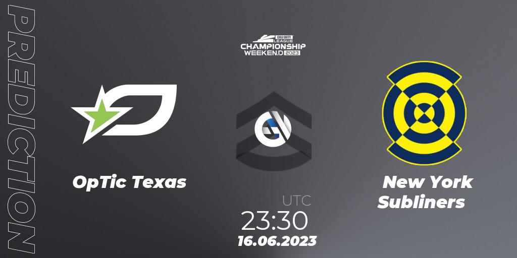 Pronóstico OpTic Texas - New York Subliners. 16.06.2023 at 23:30, Call of Duty, Call of Duty League Championship 2023
