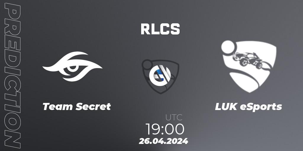 Pronóstico Team Secret - LUK eSports. 26.04.24, Rocket League, RLCS 2024 - Major 2: SAM Open Qualifier 4