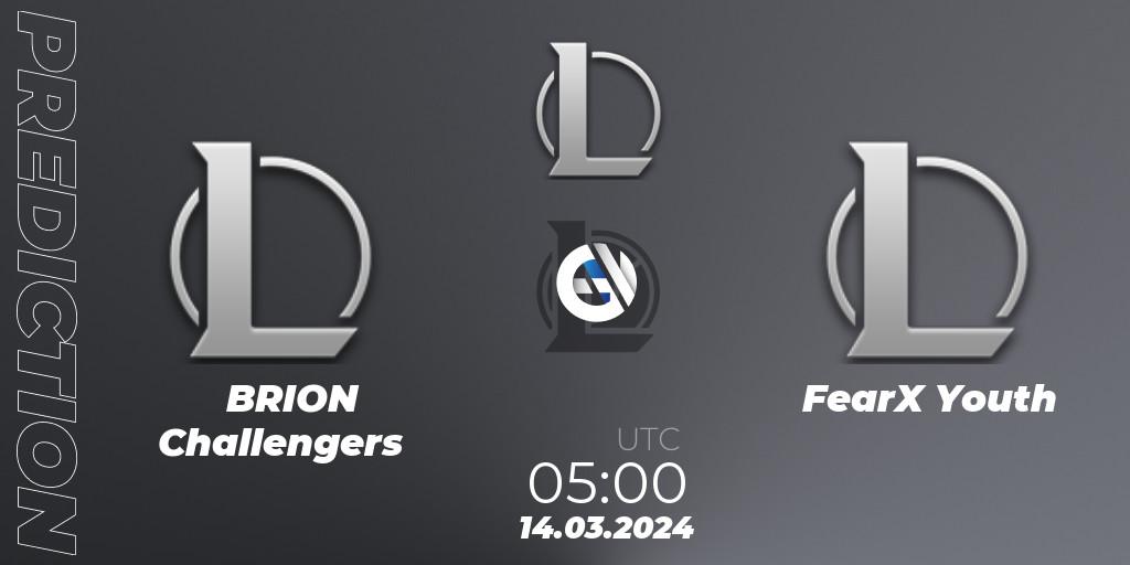Pronóstico BRION Challengers - FearX Youth. 14.03.2024 at 05:00, LoL, LCK Challengers League 2024 Spring - Group Stage
