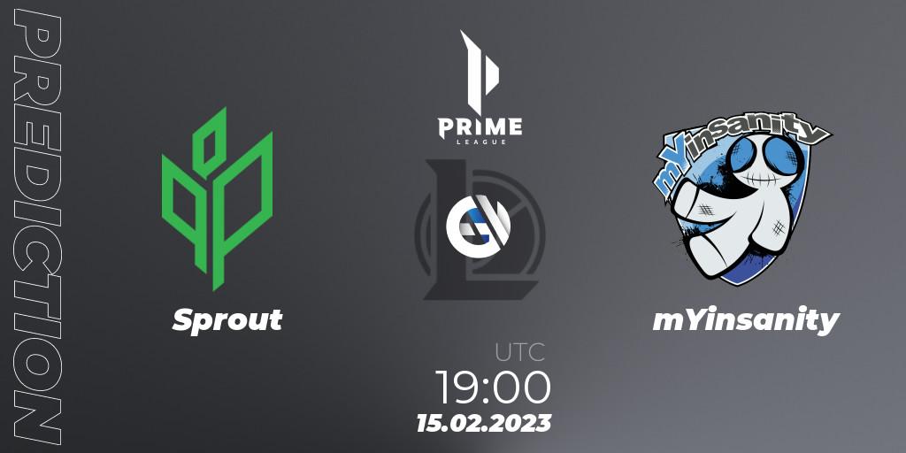 Pronóstico Sprout - mYinsanity. 15.02.2023 at 19:00, LoL, Prime League 2nd Division Spring 2023 - Group Stage