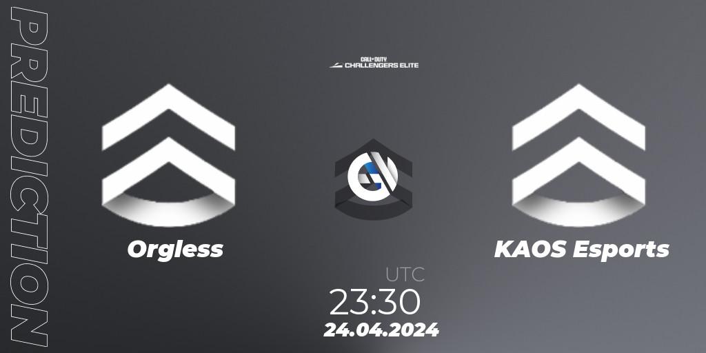 Pronóstico Orgless - KAOS Esports. 24.04.2024 at 23:30, Call of Duty, Call of Duty Challengers 2024 - Elite 2: NA