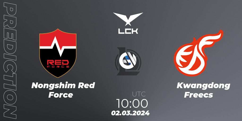 Pronóstico Nongshim Red Force - Kwangdong Freecs. 02.03.24, LoL, LCK Spring 2024 - Group Stage