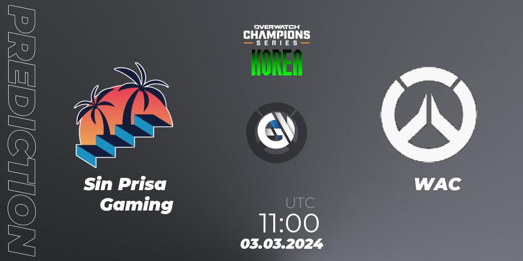 Pronóstico Sin Prisa Gaming - WAC. 03.03.2024 at 11:00, Overwatch, Overwatch Champions Series 2024 - Stage 1 Korea