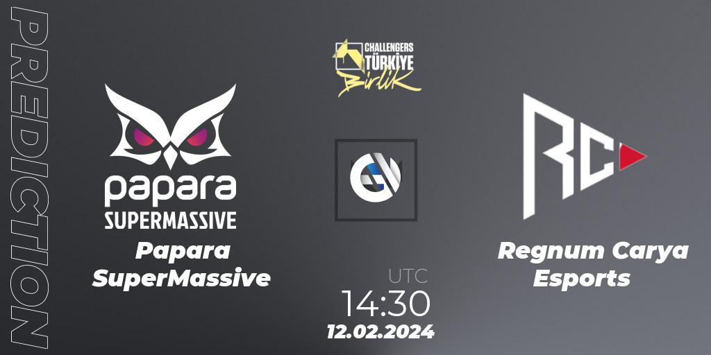 Pronóstico Papara SuperMassive - Regnum Carya Esports. 12.02.2024 at 14:40, VALORANT, VALORANT Challengers 2024 Turkey: Birlik Split 1