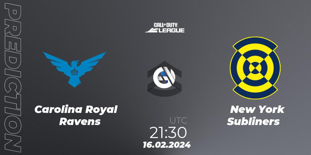 Pronóstico Carolina Royal Ravens - New York Subliners. 16.02.2024 at 21:30, Call of Duty, Call of Duty League 2024: Stage 2 Major Qualifiers