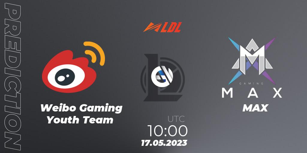 Pronóstico Weibo Gaming Youth Team - MAX. 17.05.2023 at 10:00, LoL, LDL 2023 - Regular Season - Stage 2