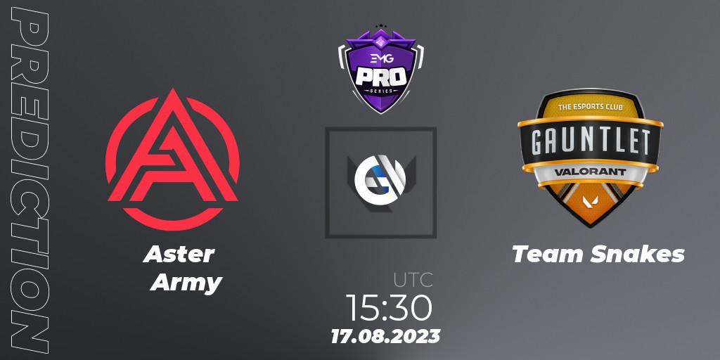Pronóstico Aster Army - Team Snakes. 17.08.2023 at 15:30, VALORANT, EMG Pro Series: South Asia