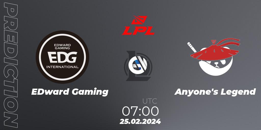 Pronóstico EDward Gaming - Anyone's Legend. 25.02.24, LoL, LPL Spring 2024 - Group Stage