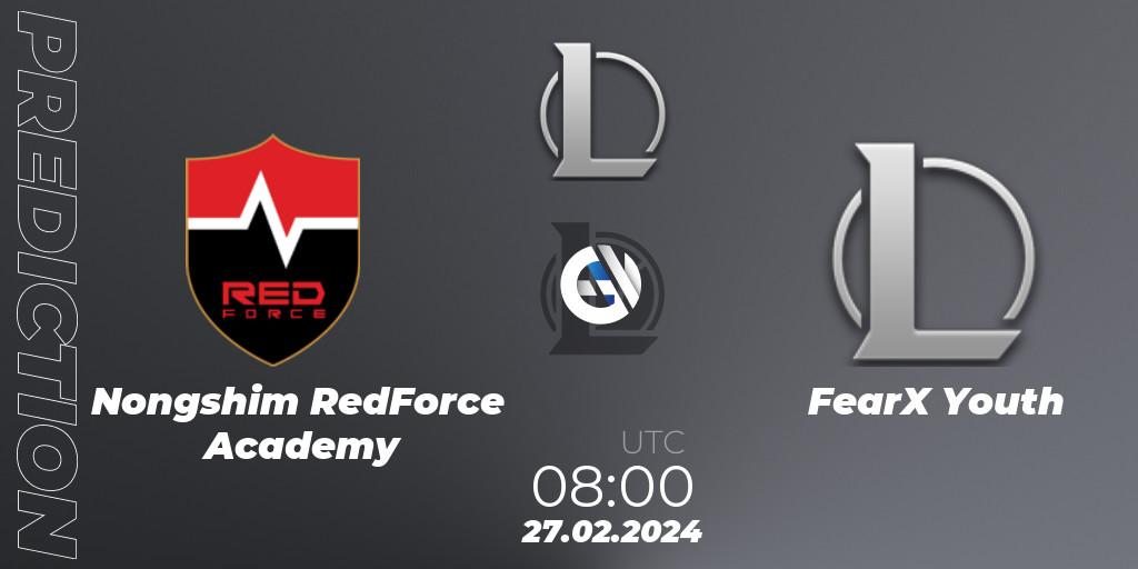 Pronóstico Nongshim RedForce Academy - FearX Youth. 27.02.2024 at 08:00, LoL, LCK Challengers League 2024 Spring - Group Stage
