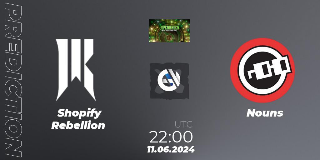 Pronóstico Shopify Rebellion - Nouns. 11.06.2024 at 22:00, Dota 2, The International 2024: North America Closed Qualifier
