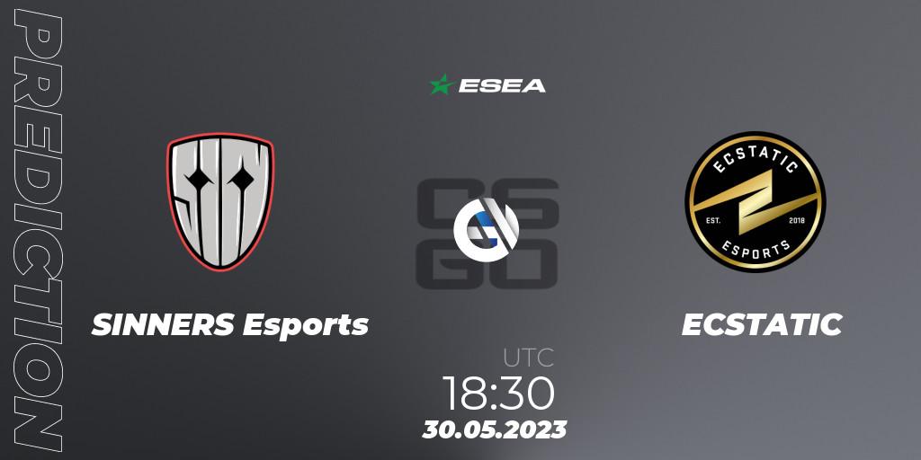Pronóstico SINNERS Esports - ECSTATIC. 30.05.2023 at 19:30, Counter-Strike (CS2), ESEA Advanced Season 45 Europe