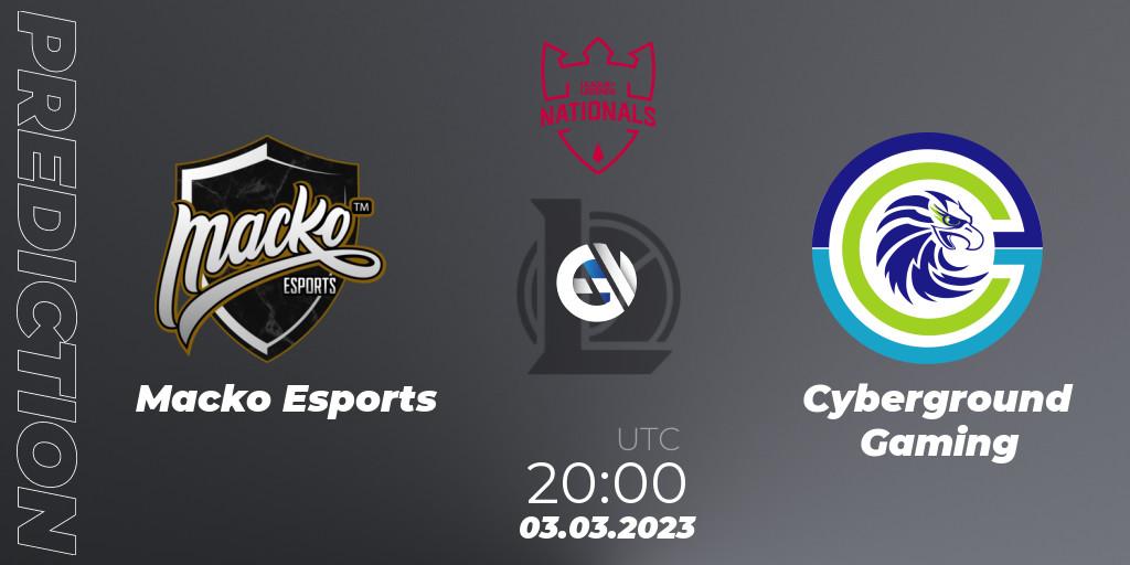 Pronóstico Macko Esports - Cyberground Gaming. 01.03.2023 at 20:00, LoL, PG Nationals Spring 2023 - Group Stage