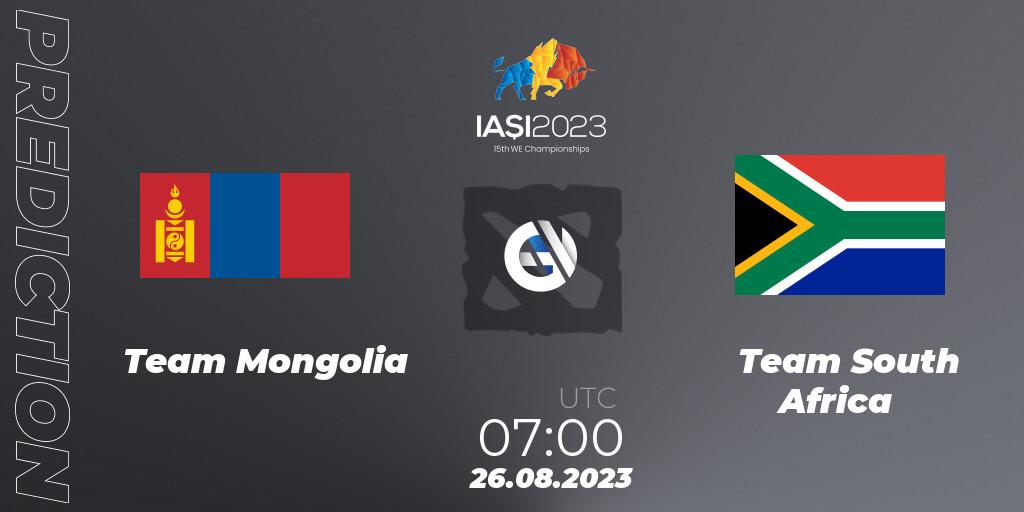 Pronóstico Team Mongolia - Team South Africa. 26.08.2023 at 11:00, Dota 2, IESF World Championship 2023